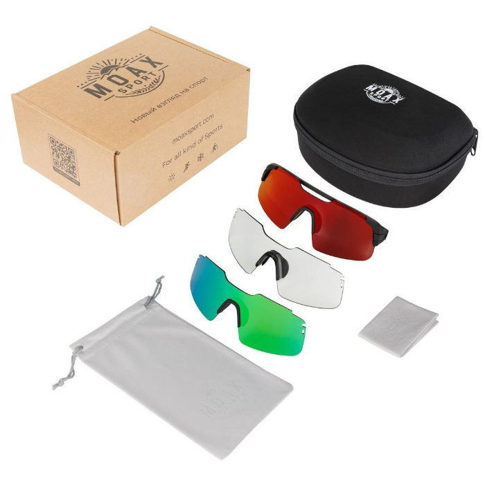 Очки спортивные MOAX Progress (3 комплекта линз) (черный)