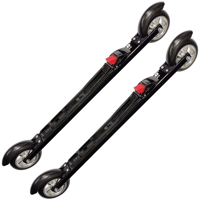 Лыжероллеры с креплениями SHAMOV Коньковые ((530/76-80/100х24) + NNN 01) (черный/красный)