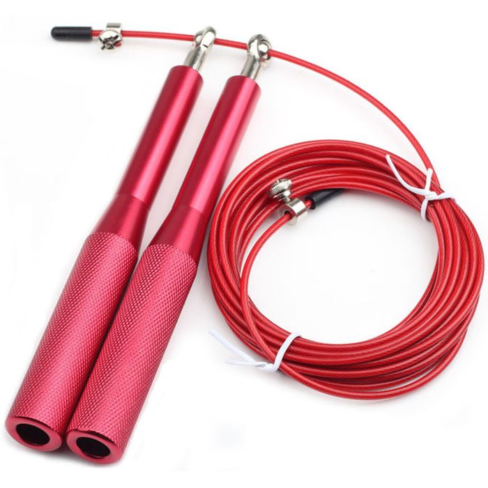 Скакалка скоростная SPORTEX Трос 3,0 м., Алюминиевые ручки (красный)