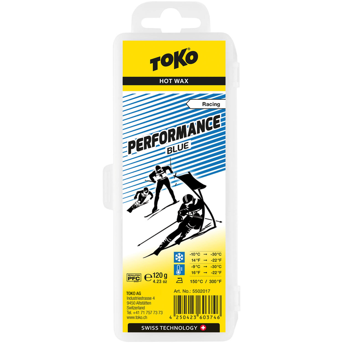 Парафин низкофтористый TOKO Racing Performance Blue (-10°С -30°С) 120 г.