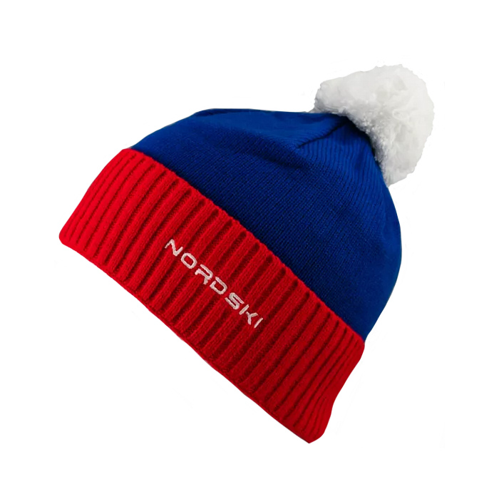 Шапка вязаная NORDSKI Fan (синий/красный)