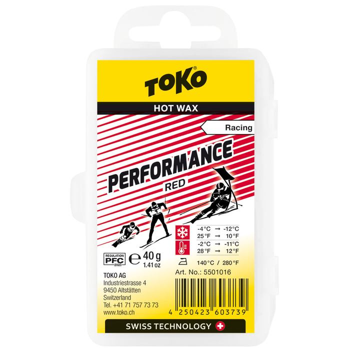 Парафин низкофтористый TOKO Racing Performance Red (-4°С -12°С) 40 г.
